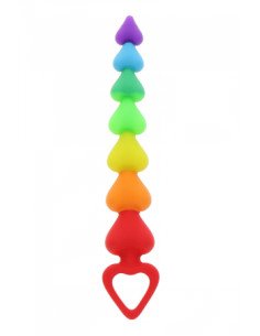 Stimulateur anal Rainbow Heart Beads - Toyjoy